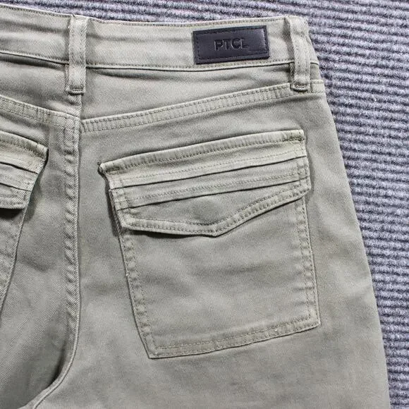 PTCL Cargo Pants Womens 25x32 Sage Wide Leg Utility Pockets Y2K - Picture 6 of 9